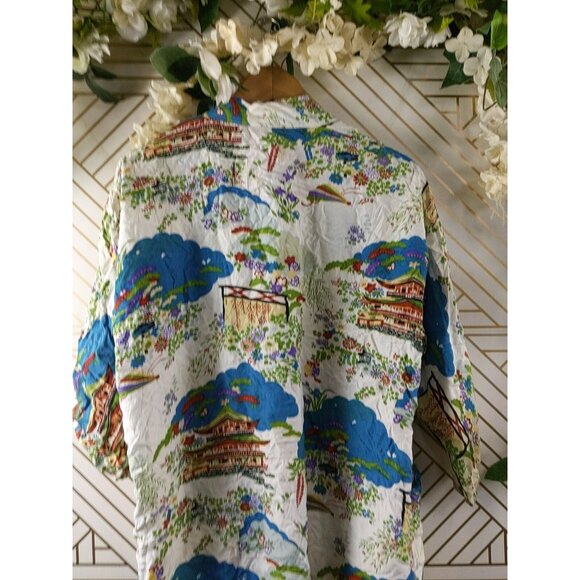 Made In Japan Open Front Kimono Scenery Beautiful Pocket - Picture 9 of 11